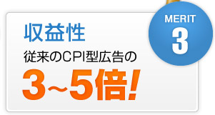 メリット3 収益性 従来のCPI型広告の約5倍!